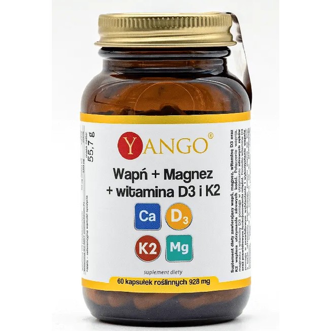 Yango Wapń Magnez + witamina D3 i K2 60 k. Yango Wapń Magnez + witamina D3 i K2 60 k.
