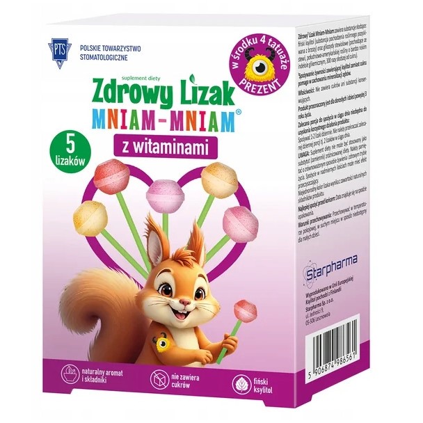 Starpharma Zdrowy Lizak Mniam Mniam Z Witamin 4+1 Starpharma Zdrowy Lizak Mniam Mniam Z Witamin 4+1