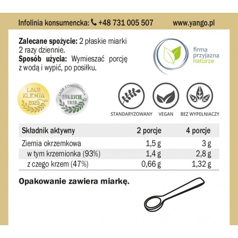 Yango Diatomit Okrzemki naturalne 70 g Yango Diatomit Okrzemki naturalne 70 g