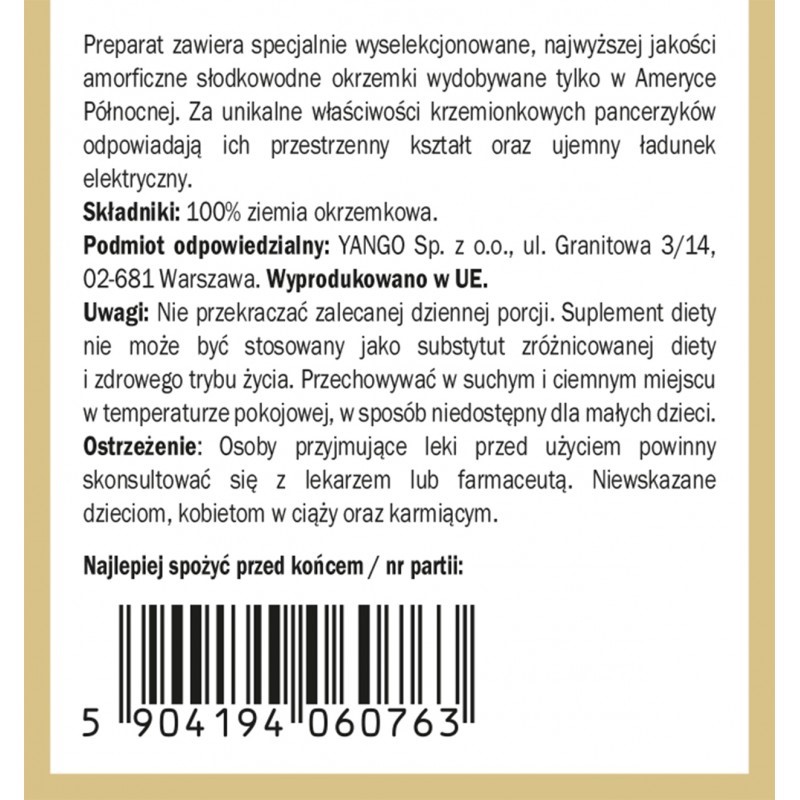 Yango Diatomit Okrzemki naturalne 70 g Yango Diatomit Okrzemki naturalne 70 g