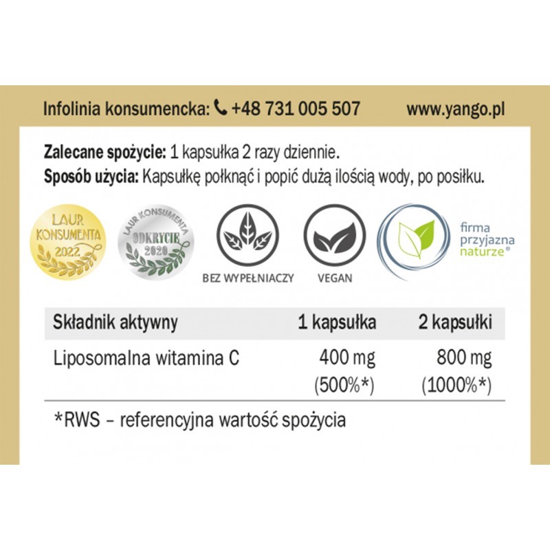 Yango Liposomalna Witamina C 1000 60 k
