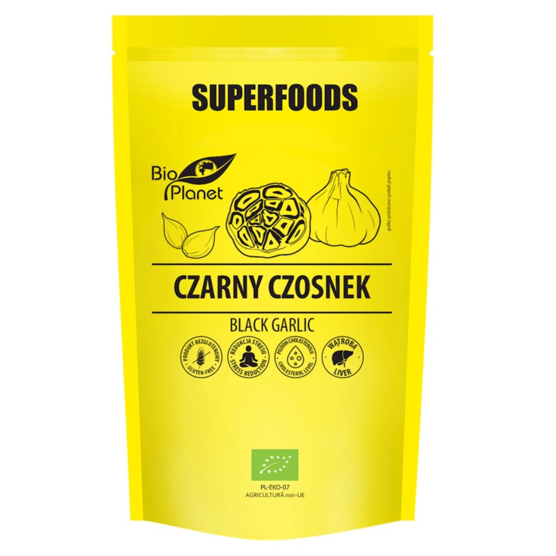 SUPERFOODS Czarny czosnek bezglutenowy BIO 70 g SUPERFOODS Czarny czosnek bezglutenowy BIO 70 g