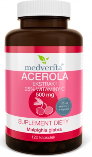 Medverita Acerola Ekstrakt 25% 500 mg 120 kap Medverita Acerola Ekstrakt 25% 500 mg 120 kap