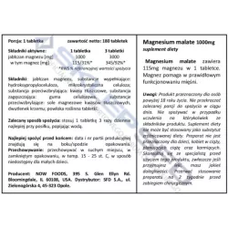 Now Foods Magnesium Malate 1000mg 180 tab Now Foods Magnesium Malate 1000mg 180 tab