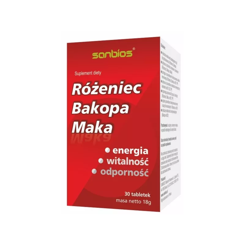 Sanbios Różeniec Bacopa Maka 30 tabletek Sanbios Różeniec Bacopa Maka 30 tabletek